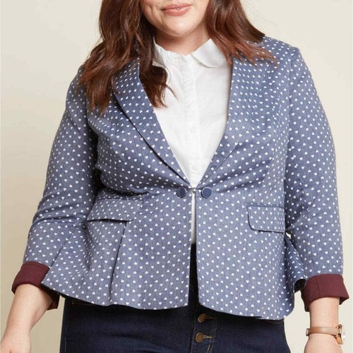 Modcloth Estilo Detector Peplum Blazer Corazones NUEVO EE. UU. Para Mujer Talla S - Imagen 3 de 8