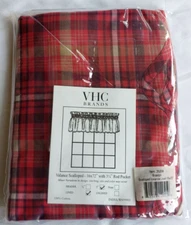 VHC Brands Braxton Red Plaid Lined Rod-Pocket Scalloped Valance 16 x 72 in.