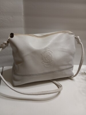 PERRY ELLIS AMERICA White Pebbled Leather Shoulder Bag
