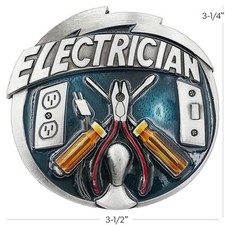 3D Electrician Belt Buckle Enamel Colored Professional Electric Service