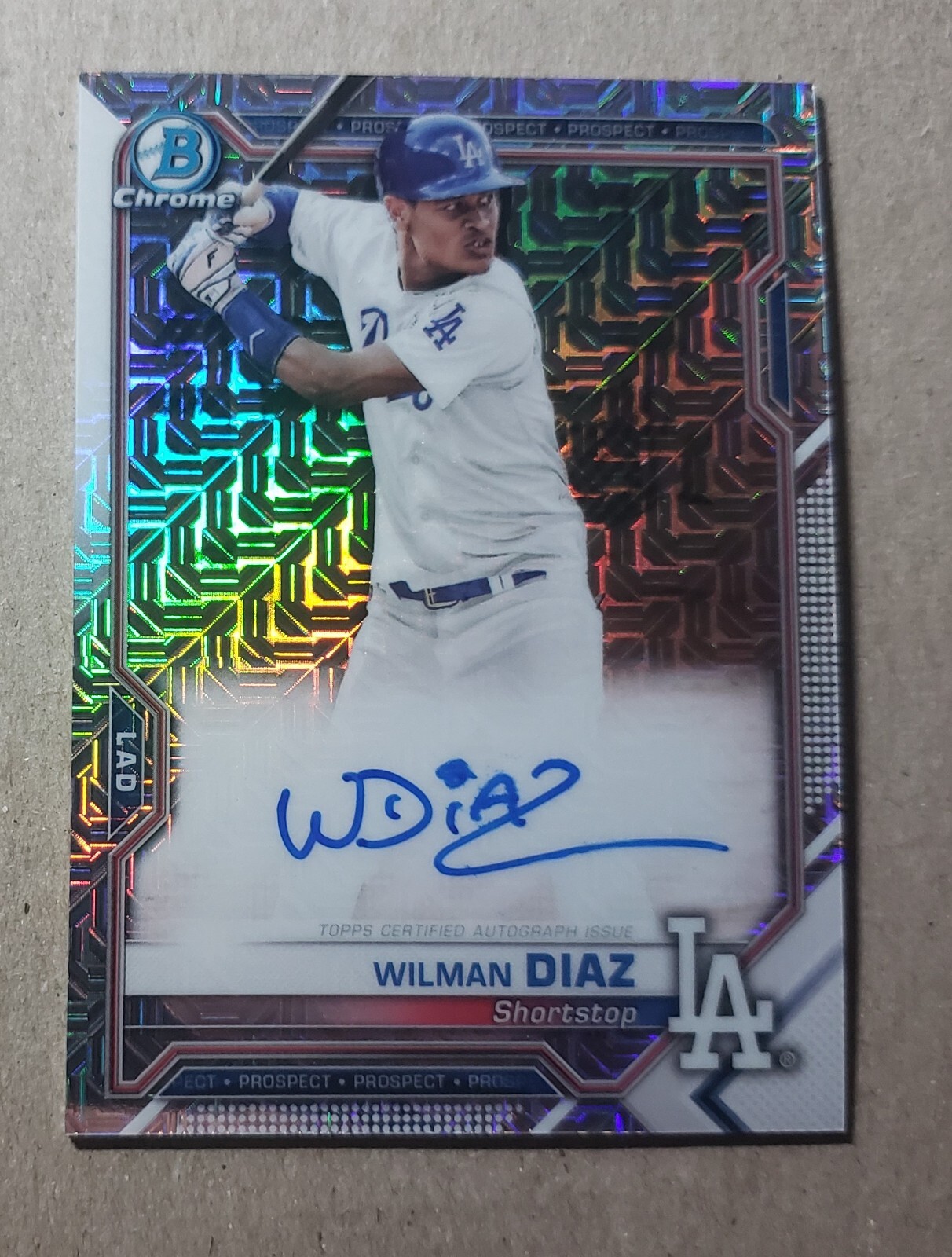 2021 Bowman Chrome Mega Box Refractor Wilman Diaz Auto Dodgers Autograph