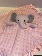 Pro Goleem Elephant Pink Plush Lovey Baby Security Blanket 16 Satin Minky Dots
