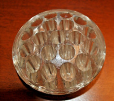 Vintage GLASS 19 NINETEEN HOLE ROUND FOOTED  DOMED FLOWER FROG