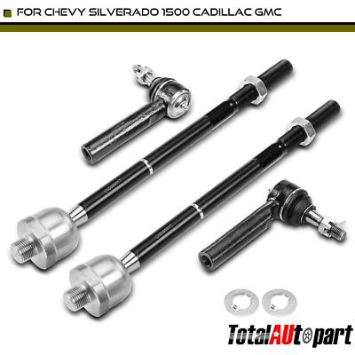 Inner And Outer Tie Rods End Detroit Axle - Front S For Chevy GMC Silverado Sierra Avalanche Suburban GMC Yukon XL 1500 2500 Tahoe Yukon Cadillac Escalade ESV EXT, 2 Outer S