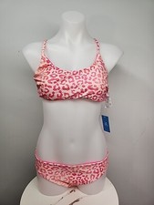 NWT Cupshe Two Piece Swimsuit Size XS Pink Orange Leopard