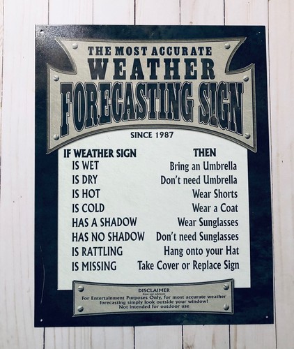 The Most Accurate Weather Forecasting Sign Metal New 12 1/2 x 16 inches - Picture 3 of 3