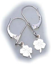Earrings Pendant Clover Real Silver 925 Solid Children's Earrings Ear Pendant