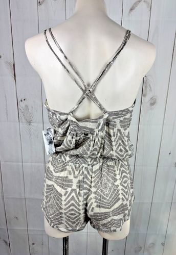 Pagliaccetto Solstizio Nuovo con etichette Rip Curl Alana's Closet Grigio Bianco Tribale Spaghetti Strap M - Foto 5 di 9