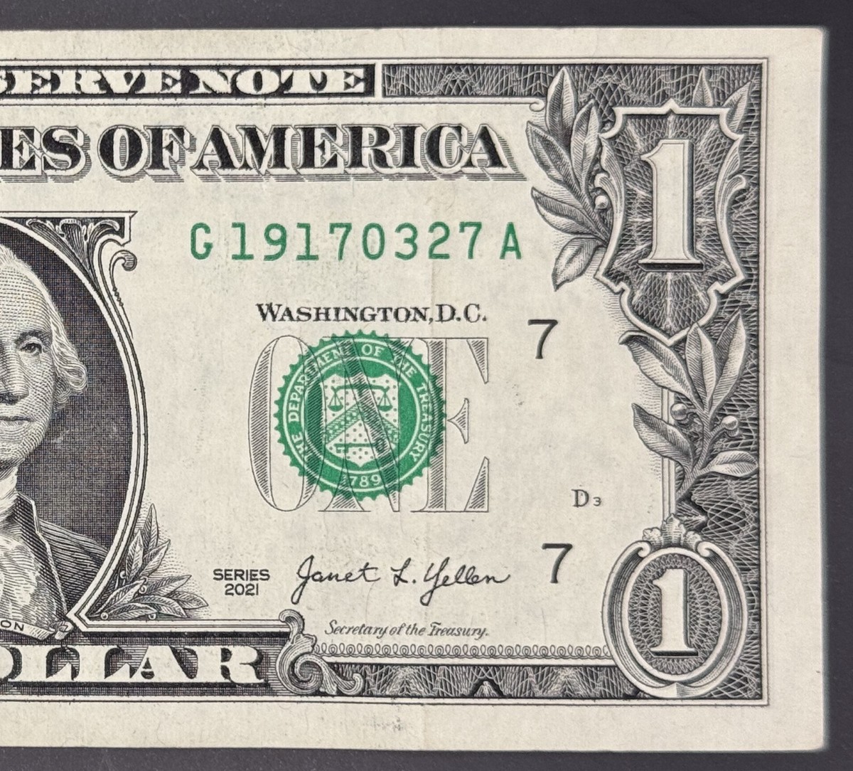 March 27, 1917 Birthday Note Fancy Serial Number One Dollar Bill