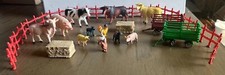 Vintage Hard Plastic Farm Animal Lot of 12  Fencing, Hay  Carts
