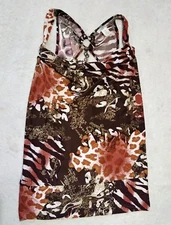 Caren Womens Tank Top Sleeveless Racerback Sz 1X Back Buckle Chain Brown Rust