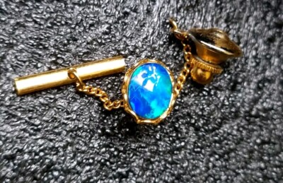 Vintage Oval Tie Pin Tack Opal Gold plated Vintage Australia