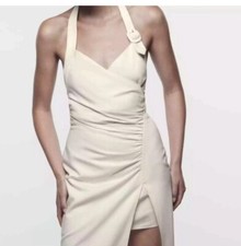 Women's Zara Maxi Dress Halter Neck White Size S