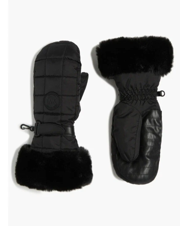 MICHAEL KORS BLACK QUILTED MITTENS WITH FAUX FUR TRIM GLOVES S/M
Opens in a new window or tab