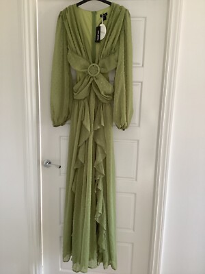 Boohoo Green Cut Out Dress Folklore Perfect for Eras Tour Size 10 new with tags | eBay UK Boohoo Green Cut Out Dress Folklore Perfect for Eras Tour Size 10 new with tags | eBay UK