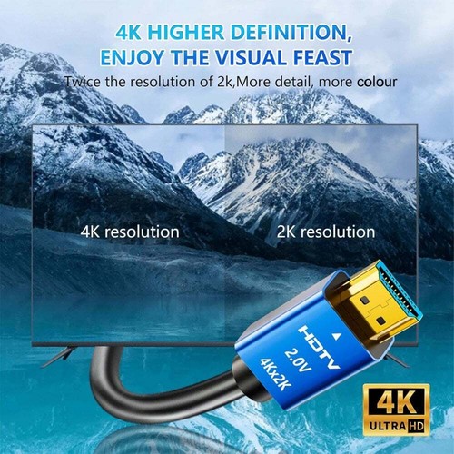 3m High Speed 4K HDMI Lead with Green Aluminium Head-Shell Solid Copper TrueHD - Picture 4 of 4