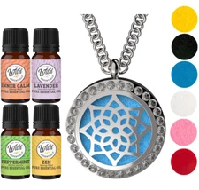 Flower CZ'S 316L Stainless Steel Aromatherapy Diffuser Locket Gift Set