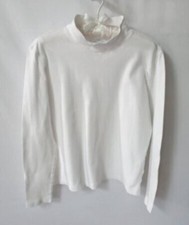 St. John's Bay white 100 cotton mock neck long sleeve t-shirt top Sz L 