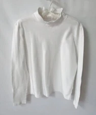 St. John's Bay white 100% cotton mock neck long sleeve t-shirt top *Sz L*