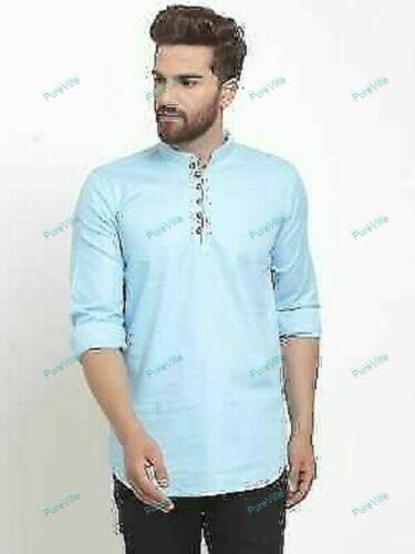 Indian Traditional Mens Shirt Long Sleeve Custom Bollywood Casual shirt kurta - Afbeelding 1 van 8