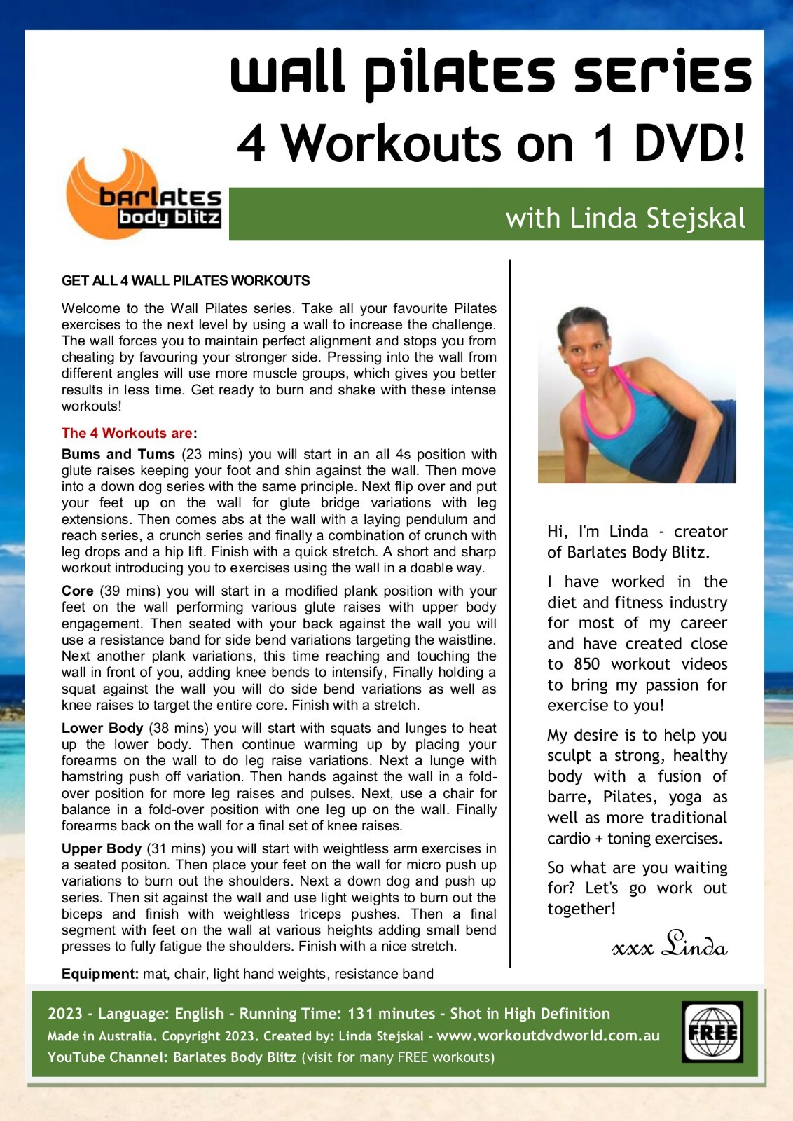 Wall Pilates Workout DVD Barlates Body Blitz WALL PILATES SERIES 4