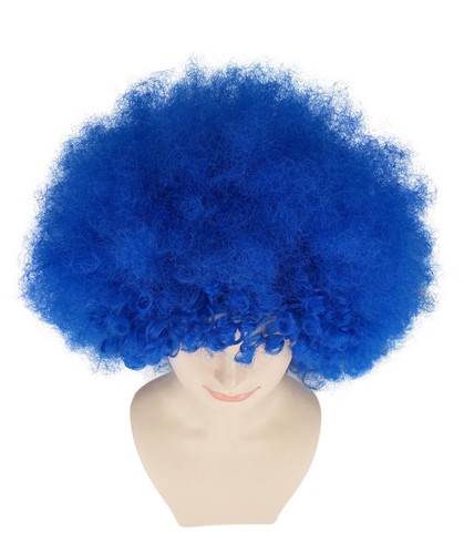 Parrucca blu jumbo ondulata riccia afro funky discoteca clown Halloween cosplay festa HW-241A - Foto 7 di 9