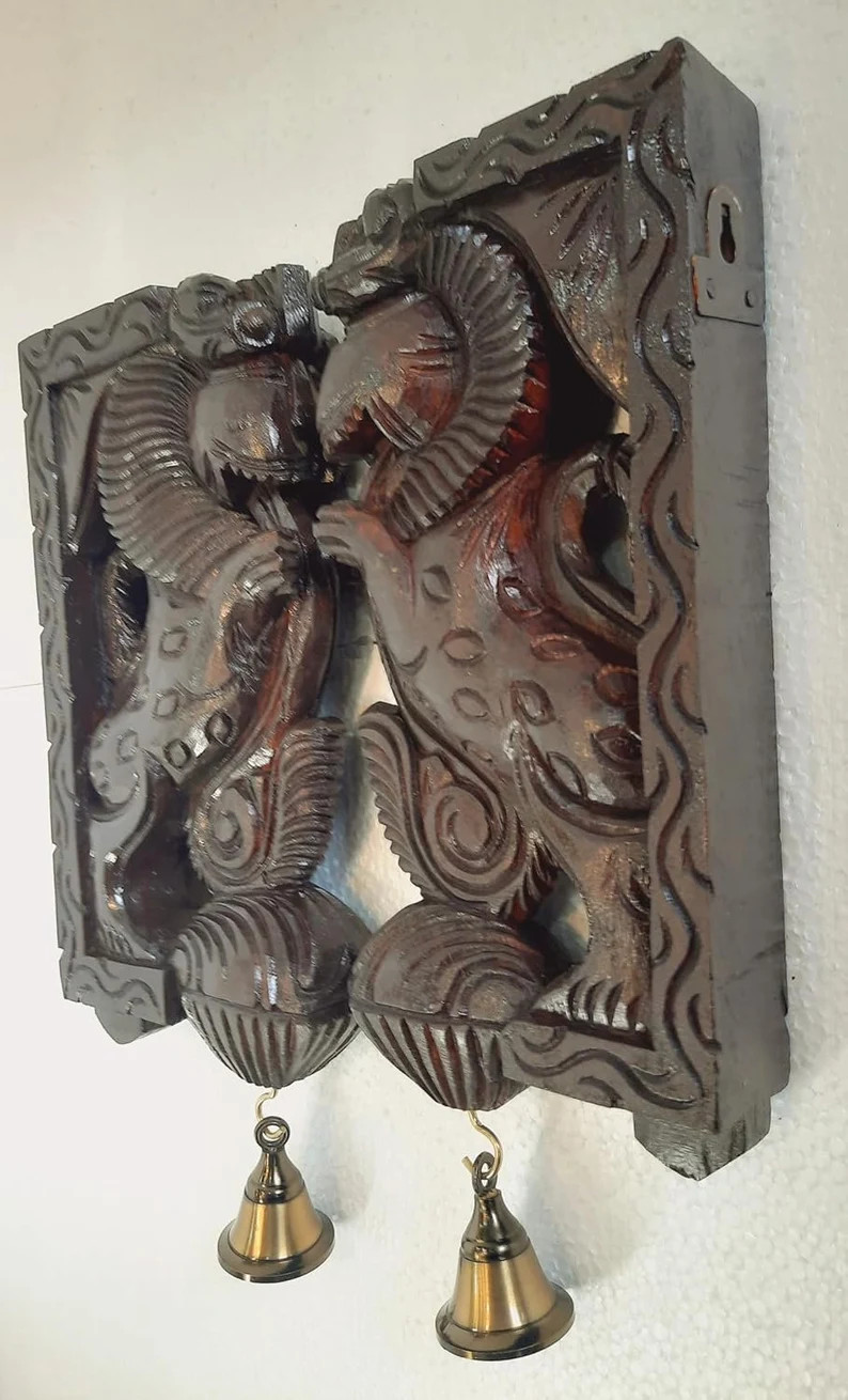 Set Of 2 wood Yali corbel Dragon Statue Wall Bracket Corbel Guardian wall Door