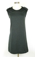 BANANA REPUBLIC Women's 2 Black & gray polka dot sleeveless shift dress knee lth
