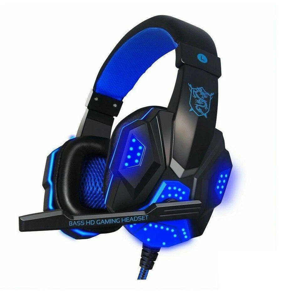 WIRED GAMING HEADSET HEADPHONES MICROPHONE LED PC LAPTOP PS4 PS5 XBOX ONE 3.5MM  - Image 2 of 4