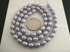 Genuine Blue Grey Rice Freshwater Pearl Size 6mm x 5mm Beads Strand 15"