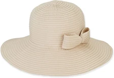 Sun 'N' Sand Classic Snap & Go Foldable Hat with Bow Trim (One Size - Natural)