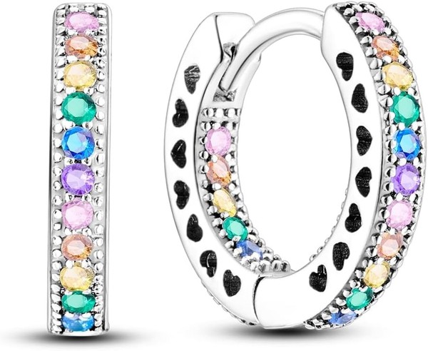 Narmo 925 Sterling Silber Ohrringe Herz Reifen Feder Huggie Kleine Hoop Damen-image