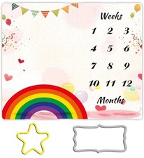 48x40 Rainbow Baby Monthly Milestone Blanket, Boy, First Year, Growth Chart