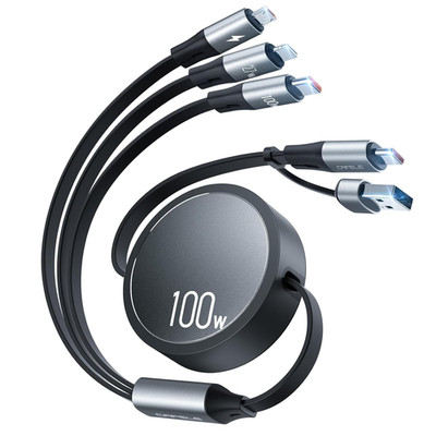 100W Multi Charging Cable, 6-In-1 Retractable USB C/A Cable, 5A Fast Charger Cor