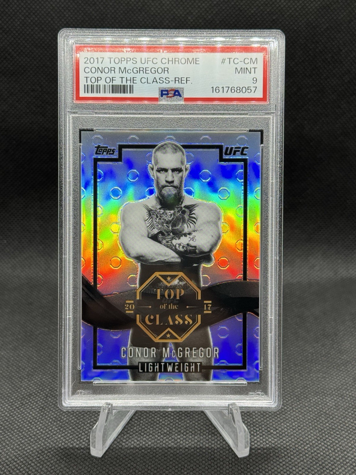 2017 Topps UFC Chrome Conor McGregor Top of the Class Refractor /99 PSA 9 view 1