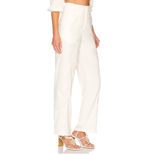 Revolve White Satin Wide Leg Pant XS Trouser Slouchy Career More to Come $82 NEW - Picture 10 of 10