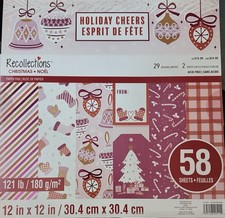 Recollections Paper Pad 12x12 HOLIDAY CHEERS Scrapbook 58 Sheets Quick Ship