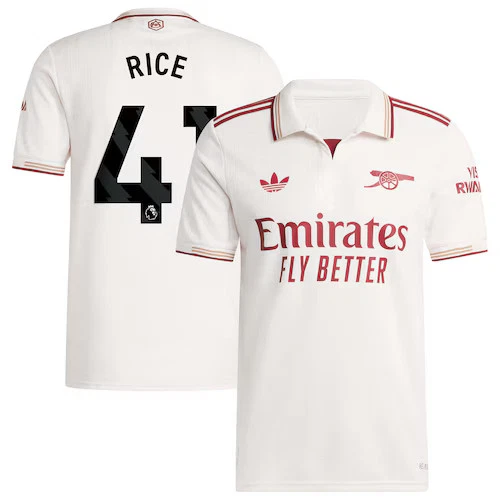 Arsenal adidas Football Third Shirt Jersey Men's 2025-26 Declan Rice White