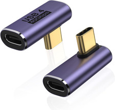 2 Pack USB C Male to Female Adapter, 90 Degree Right Angle Type C Extender Su...