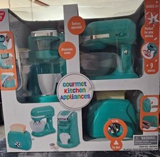 Play Gourmet Kitchen Appliances 9 Piece Set Kids Kitchen Playset Teal