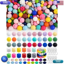 MyoePosy 427PCS Assorted Silicone Beads 15mm for Keychain Making MY-DSB02