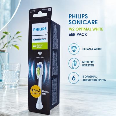 Philips Sonicare W2 Optimal White HX6066/87 Aufsteckbürsten   6er-Pack Weiß