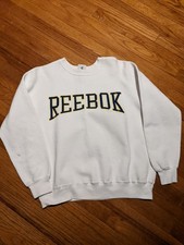 Vintage 80s Reebok Men's White Spell Out Sweatshirt sz L XL