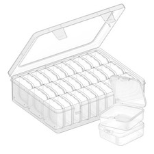 31-Slot Clear Plastic Bead Organizer Box with Hinged Lids - Portable Craft St...