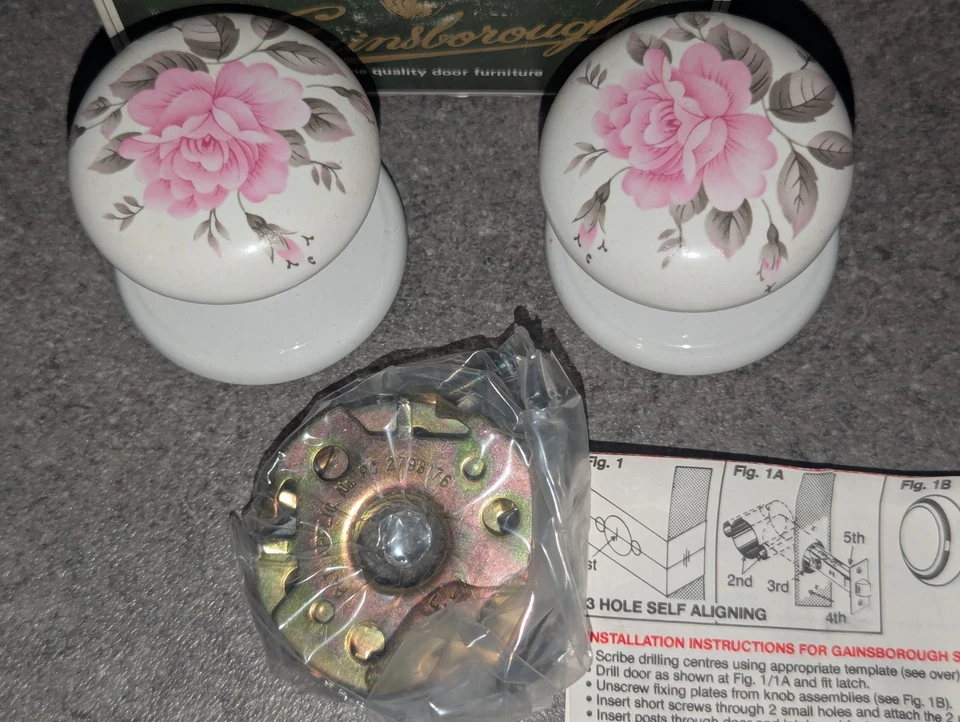 5 Sets Vintage Gainsborough Ceramic Door Knobs Handle Floral Pattern New Boxed - Image 3 of 4