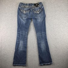 Miss Me Bootcut Jeans Womens 28 Blue Rhinestone Sequin Studded Stretch