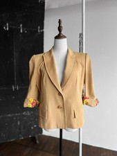 Roberto Cavalli Class Womens Premium Beige Half Sleeve Blazer Jacket Italy 14, M