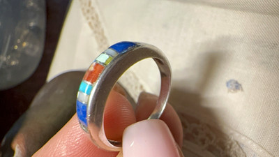 Vintage Sterlingsilber Carolyn Pollock Multistone Inlay Ring Größe 9
