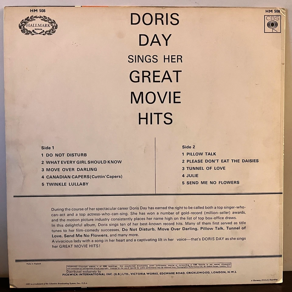 DORIS DAY - Great Movie Hits ( 1967 UK Pressing) - 12" Vinyl Record LP - VG - Image 2 of 3