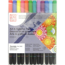 ZIG Art  Graphic Twin 12 Colour Set - Bright